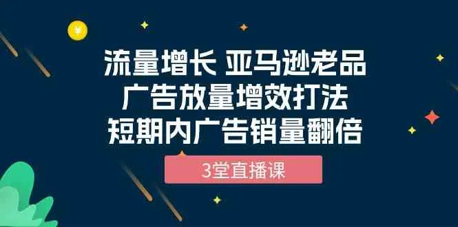 （10112期）流量增长 亚马逊老品广告放量增效打法，短期内广告销量翻倍（3堂直播课）_学通网创