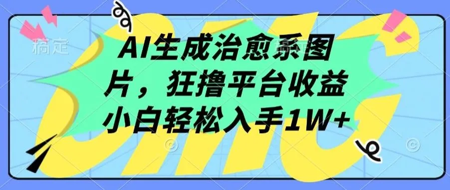 AI生成治愈系图片，狂撸平台收益，小白轻松入手1W+【揭秘】_学通网创