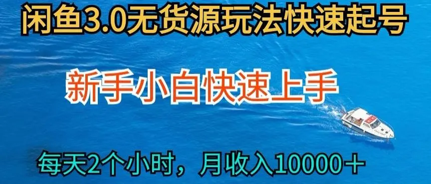 2024最新闲鱼无货源玩法，从0开始小白快手上手，每天2小时月收入过万【揭秘】_学通网创