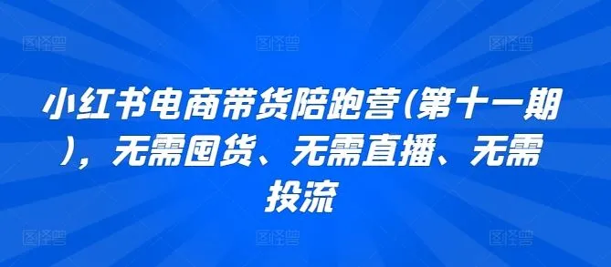 小红书电商带货陪跑营(第十一期)，无需囤货、无需直播、无需投流_学通网创