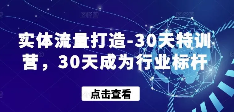 实体流量打造-30天特训营，30天成为行业标杆_学通网创