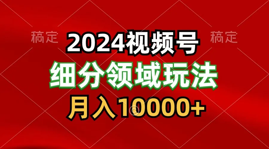 2024视频号分成计划细分领域玩法，每天5分钟，月入1W+_学通网创