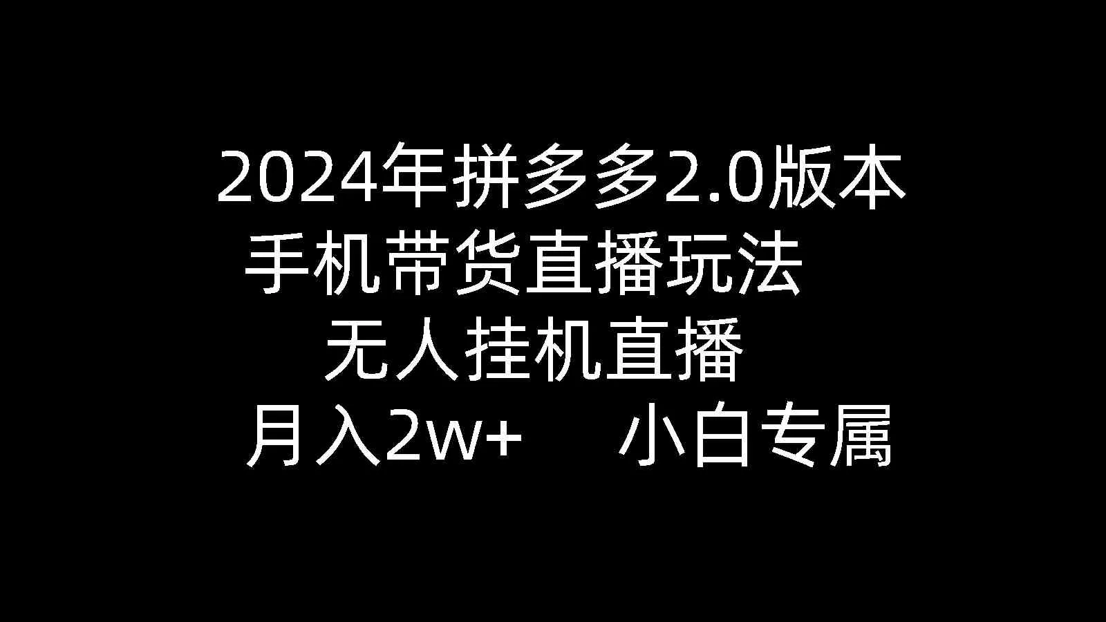 （9768期）2024年拼多多2.0版本，手机带货直播玩法，无人挂机直播， 月入2w+， 小…_学通网创