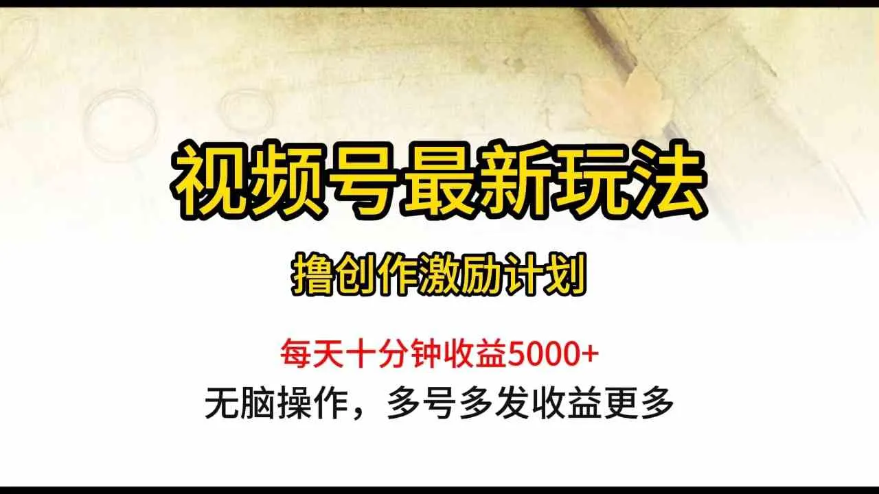 （10087期）视频号最新玩法，每日一小时月入5000+_学通网创