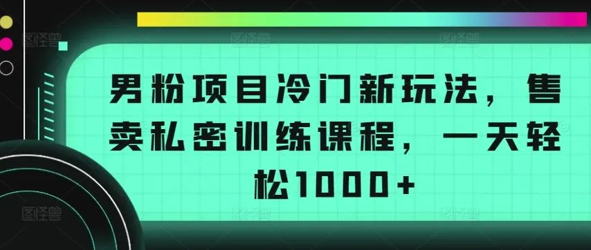 男粉项目冷门新玩法，售卖私密训练课程，一天轻松1000+【揭秘】_学通网创