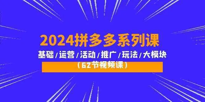 2024拼多多系列课：基础/运营/活动/推广/玩法/大模块（62节视频课）_学通网创