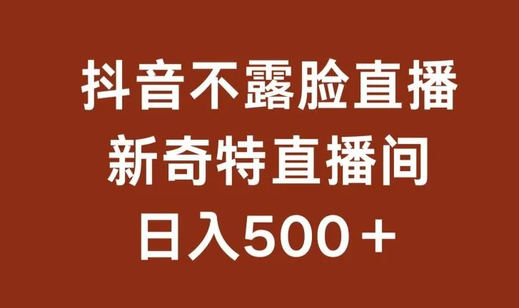 不露脸挂机直播，新奇特直播间，日入500+【揭秘】_学通网创
