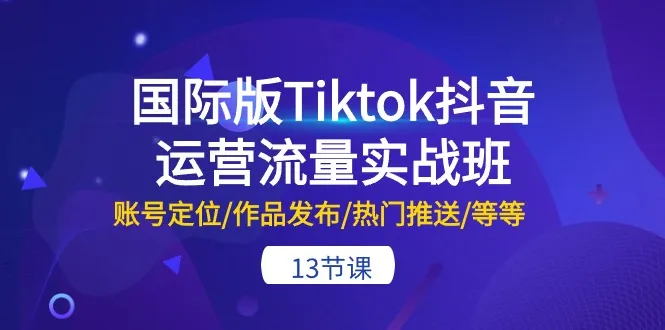 (10712期)国际版Tiktok抖音运营流量实战班:账号定位/作品发布/热门推送/等等-13节_学通网创