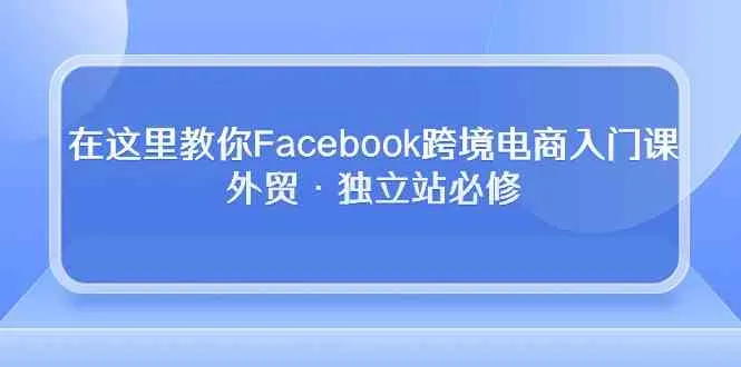 在这里教你Facebook跨境电商入门课，外贸·独立站必修（19节课）_学通网创