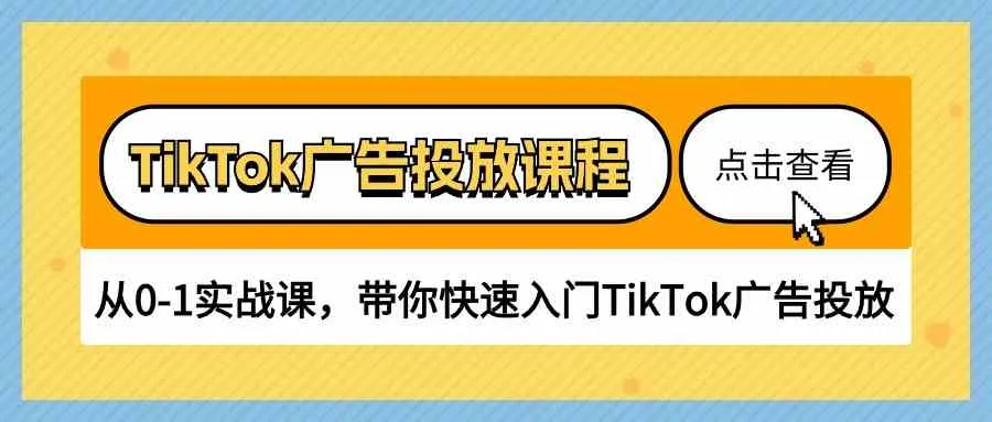 TikTok广告投放课程，从0-1实战课，带你快速入门TikTok广告投放（30节课）_学通网创