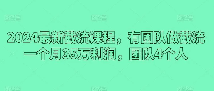 2024最新截流课程，有团队做截流一个月35万利润，团队4个人_学通网创