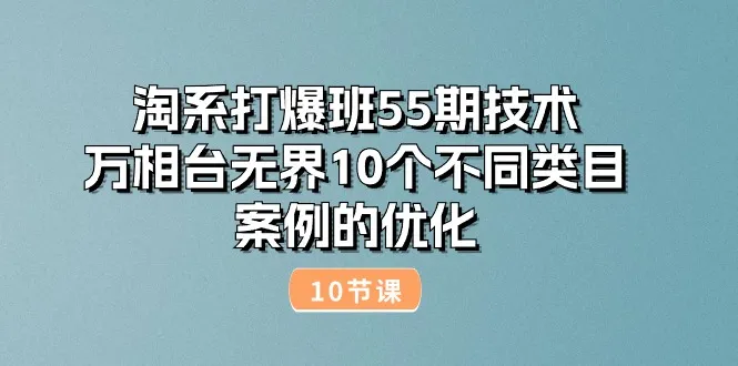 (10996期)淘系打爆班55期技术:万相台无界10个不同类目案例的优化(10节)_学通网创