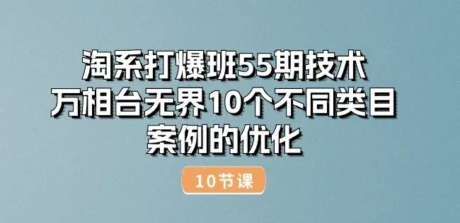 淘系打爆班55期技术：万相台无界10个不同类目案例的优化(10节)_学通网创