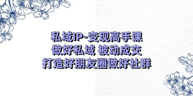 （11209期）私域IP-变现高手课：做好私域 被动成交，打造好朋友圈做好社群（18节）_学通网创