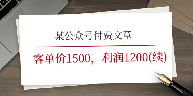 某公众号付费文章《客单价1500，利润1200(续)》市场几乎可以说是空白的_学通网创