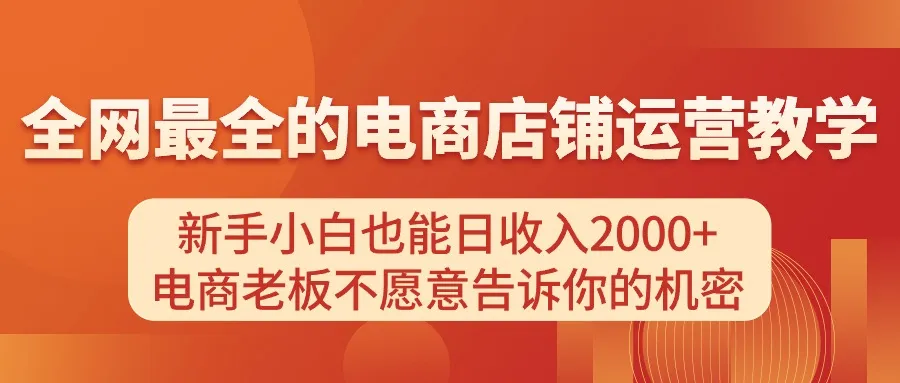 （11266期）电商店铺运营教学，新手小白也能日收入2000+，电商老板不愿意告诉你的机密_学通网创