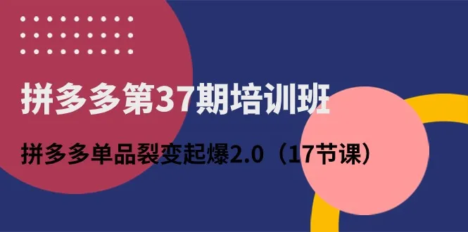 （10835期）拼多多第37期培训班：拼多多单品裂变起爆2.0（17节课）_学通网创