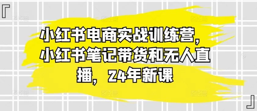 小红书电商实战训练营，小红书笔记带货和无人直播，24年新课_学通网创