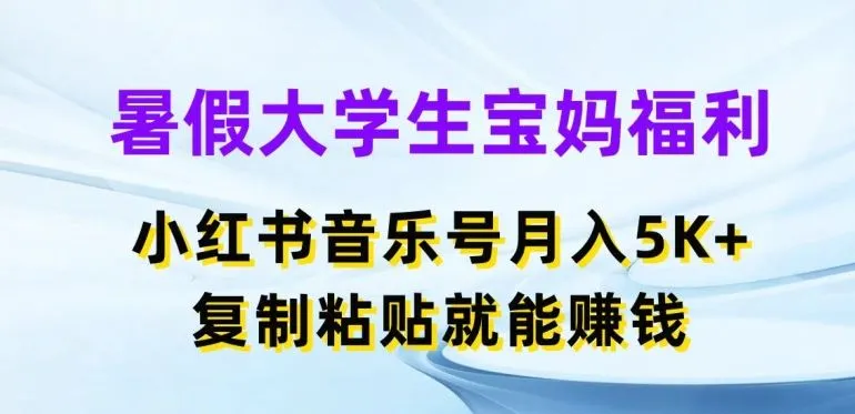暑假大学生宝妈福利，小红书音乐号月入5000+，复制粘贴就能赚钱【揭秘】_学通网创