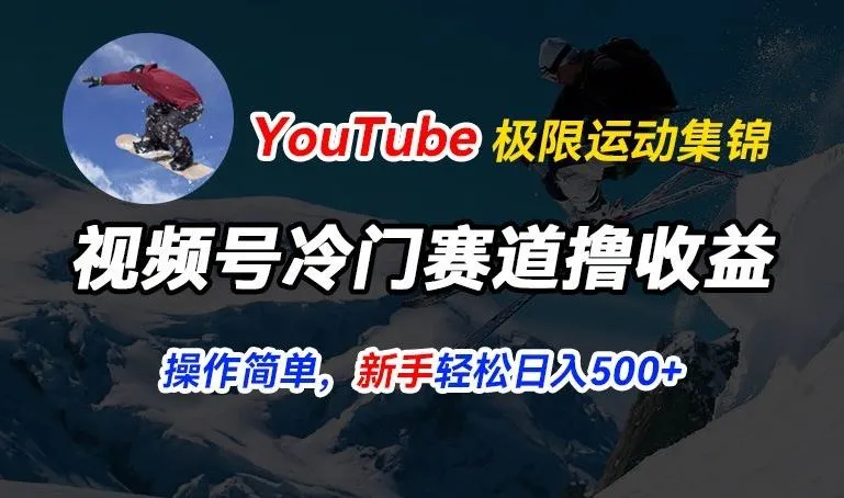 视频号冷门赛道撸收益，YouTube搬运极限运动集锦，暴力起号，操作简单流量高，轻松日入5张【揭秘】_学通网创
