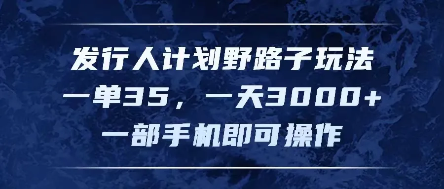 （11750期）发行人计划野路子玩法，一单35，一天3000+，一部手机即可操作_学通网创