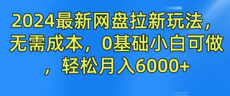 2024最新网盘拉新玩法，无需成本，0基础小白可做，轻松月入6000+【揭秘】_学通网创