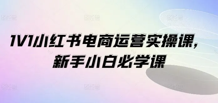 1V1小红书电商运营实操课,新手小白必学课