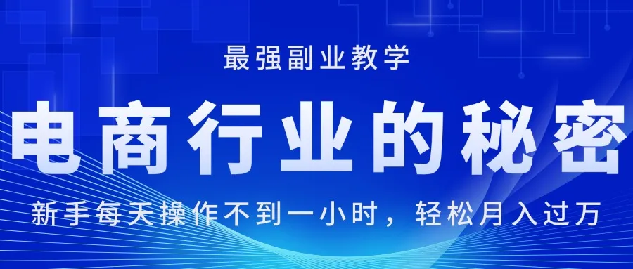 （11427期）电商行业的秘密，新手每天操作不到一小时，月入过万轻轻松松，最强副业…_学通网创