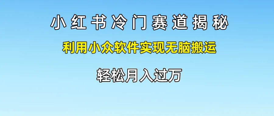 小红书冷门赛道揭秘,利用小众软件实现无脑搬运，轻松月入过万_学通网创
