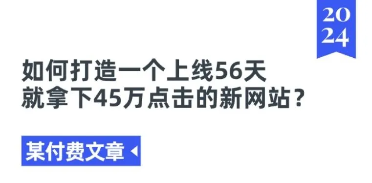 某付费文章《如何打造一个上线56天就拿下45万点击的新网站?》_学通网创