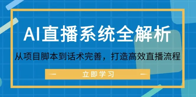 （12509期）AI直播系统全解析：从项目脚本到话术完善，打造高效直播流程_学通网创