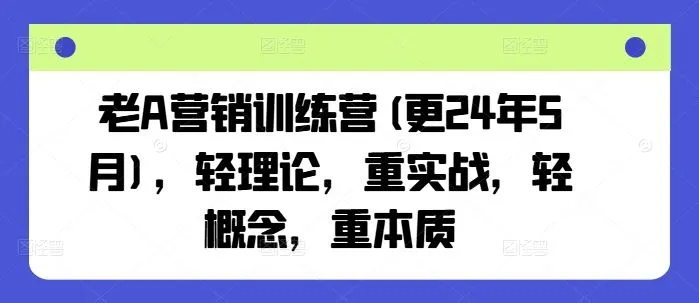 老A营销训练营(更24年9月)，轻理论，重实战，轻概念，重本质_学通网创