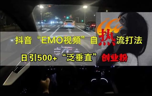抖音EMO视频自热打法，日引500+“泛垂直”创业粉_学通网创