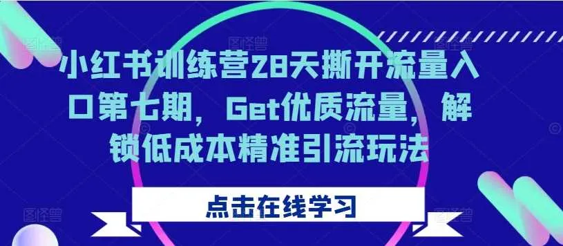 小红书训练营28天撕开流量入口第七期，Get优质流量，解锁低成本精准引流玩法_学通网创