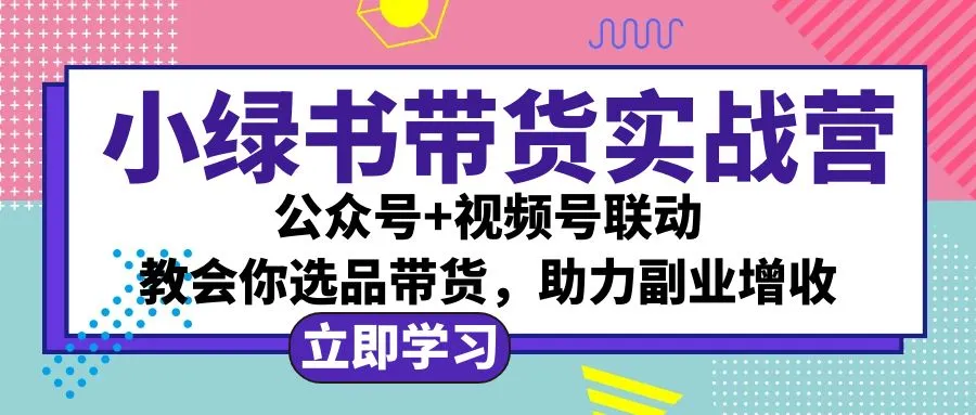 （12848期）小绿书AI带货实战营：公众号+视频号联动，教会你选品带货，助力副业增收_学通网创