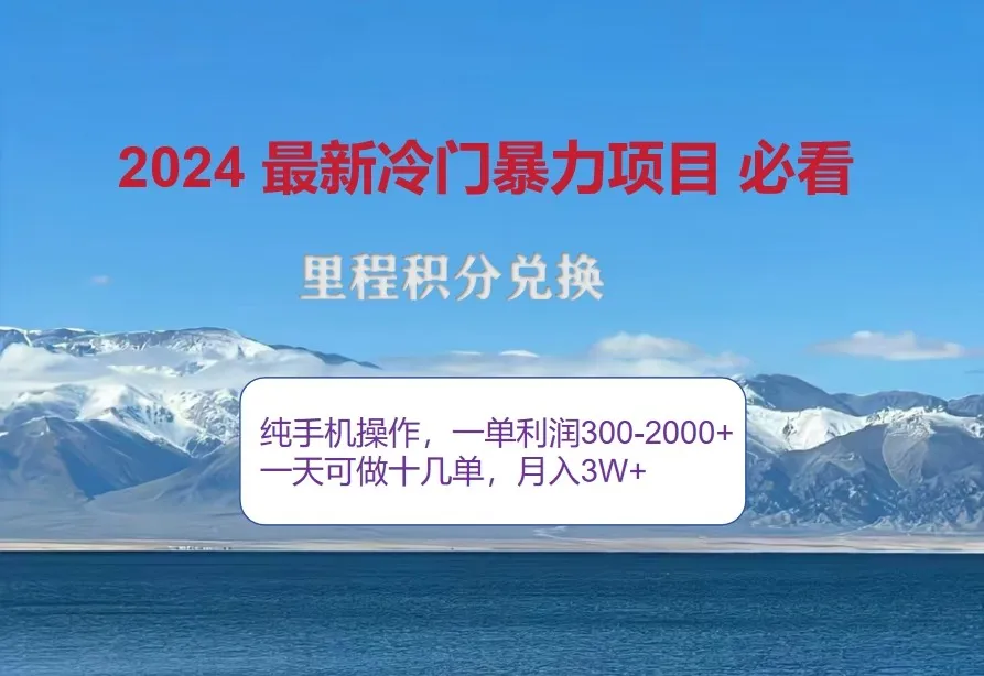2024惊爆冷门暴利，里程积分最新玩法，高爆发期，一单300+—2000+_学通网创