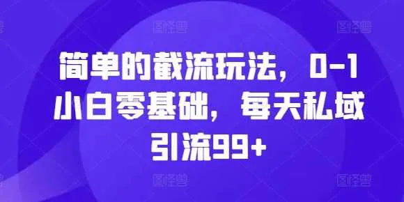 简单的截流玩法，0-1小白零基础，每天私域引流99+【揭秘】_学通网创
