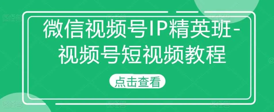 微信视频号IP精英班-视频号短视频教程_学通网创