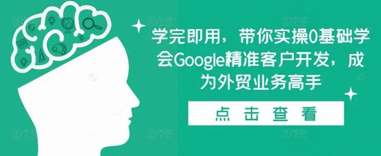学完即用，带你实操0基础学会Google精准客户开发，成为外贸业务高手_学通网创