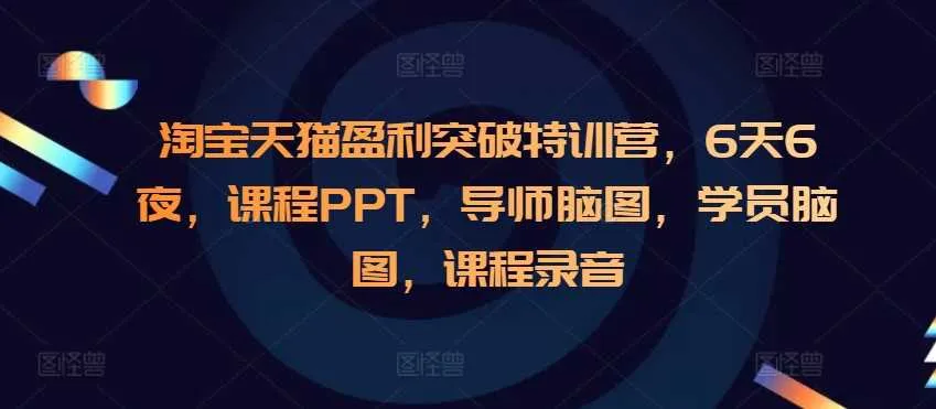 淘宝天猫盈利突破特训营，6天6夜，课程PPT，导师脑图，学员脑图，课程录音_学通网创