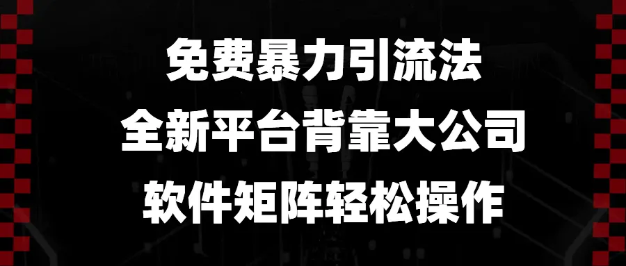 （13745期）免费暴力引流法，全新平台，背靠大公司，软件矩阵轻松操作_学通网创