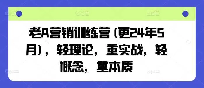 老A营销训练营(更24年12月)，轻理论，重实战，轻概念，重本质_学通网创