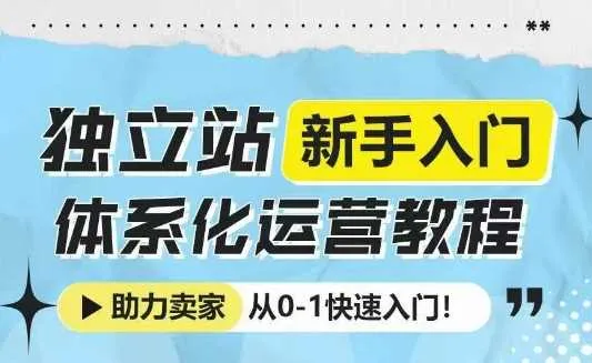 独立站新手入门体系化运营教程，助力独立站卖家从0-1快速入门!_学通网创