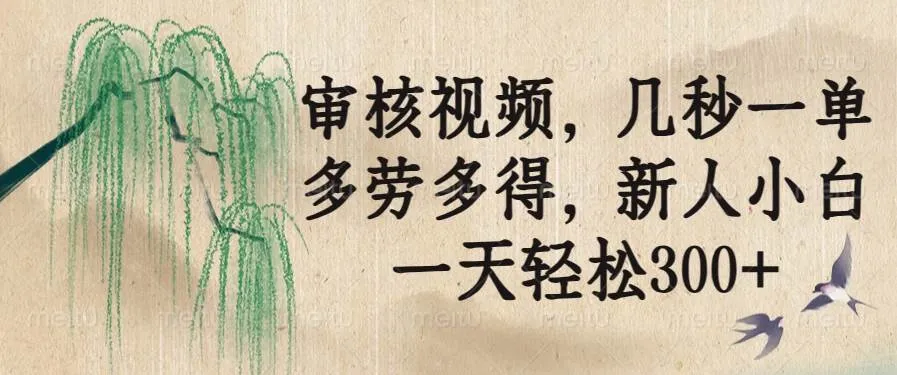 （14203期）审核视频，几秒一单，多劳多得，新人小白一天轻松300+_学通网创