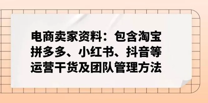 （14354期）电商卖家资料：包含淘宝、拼多多、小红书、抖音等运营干货及团队管理方法_学通网创