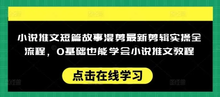 小说推文短篇故事混剪最新剪辑实操全流程，0基础也能学会小说推文教程，肯干多发日入多张_学通网创