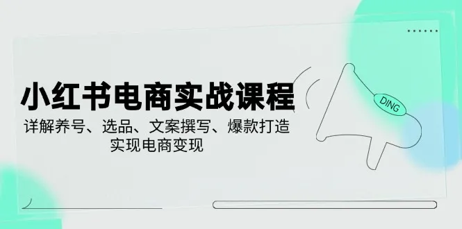 （14549期）小红书电商实战课程，详解养号、选品、文案撰写、爆款打造，实现电商变现_学通网创