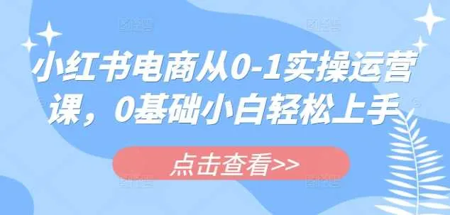 小红书电商从0-1实操运营课，0基础小白轻松上手_学通网创