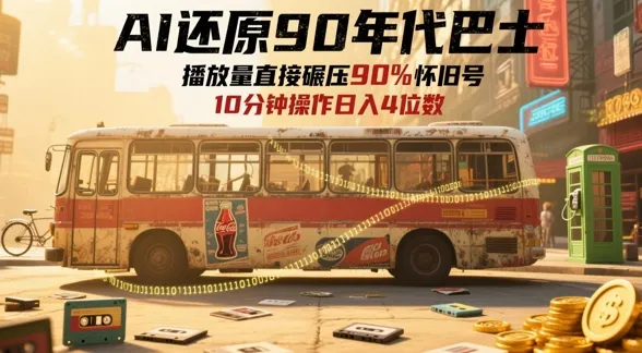 AI还原90年代巴士,一帧就让70后泪崩,播放量直接碾压90%怀旧号,每天操作十分钟,日入四位数_学通网创