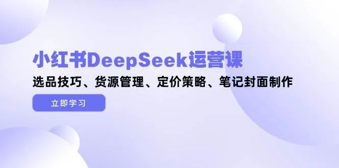 （14748期）小红书DeepSeek运营课，选品技巧、货源管理、定价策略、笔记封面制作_学通网创